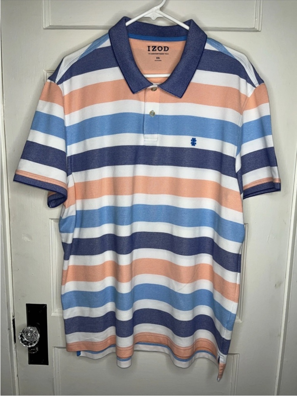 Men’s Polo Shirt Size 2X IZOD Short Sleeve Stripped The Advantage Polo